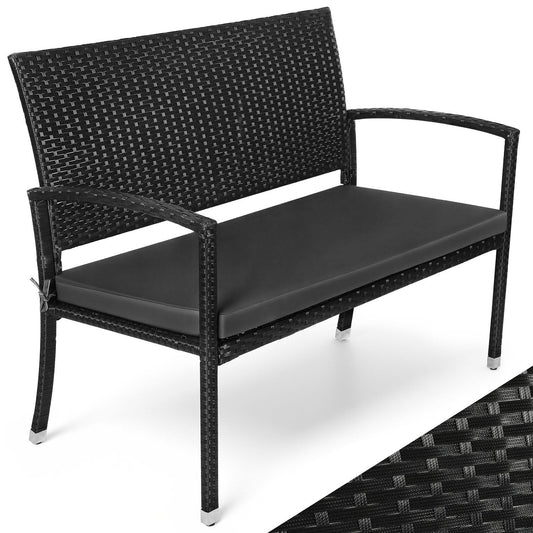 Jopassy Gartenbank Polyrattan 112 x 58 x 90 cm 2-Sitzer bis 227 kg