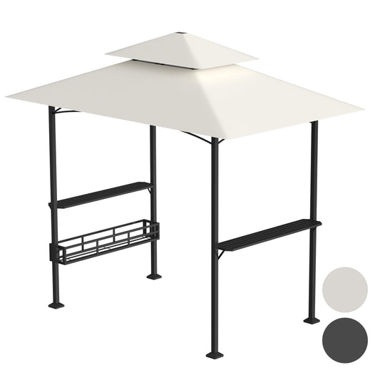 Jopassy Grillpavillon Beige 238 x 148 x 250 cm mit Seitenregalen für Garten BBQ