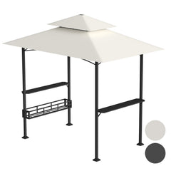 Jopassy Grillpavillon Beige 238 x 148 x 250 cm mit Seitenregalen für Garten BBQ