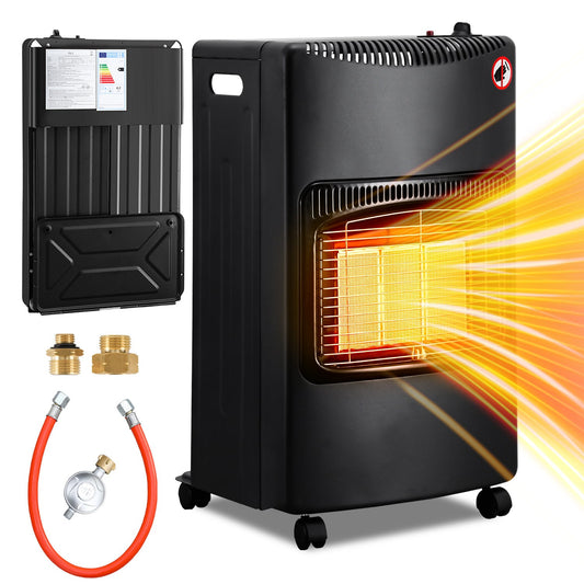 Jopassy Gasofen 4200W für Propan und Butan mit Druckregler Adapter und Rollen