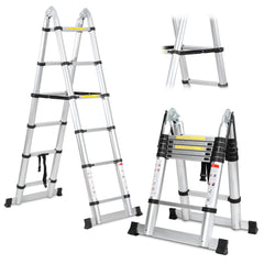 Jopassy Teleskopleiter 3,8 m Aluminium klappbar 1,9 x 1,9 m bis 150 kg