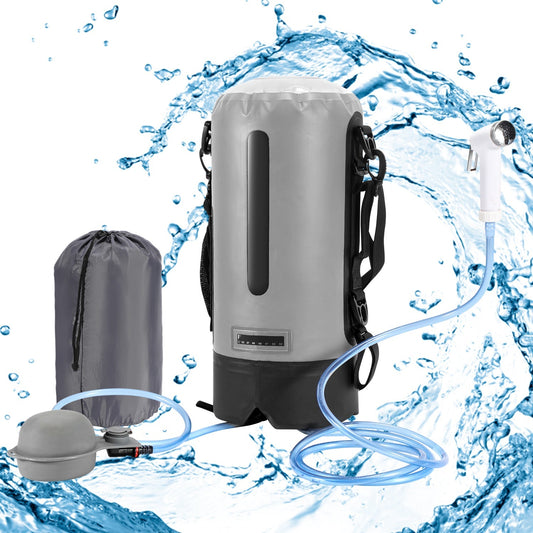 Jopassy Campingdusche 12L tragbare Outdoor Dusche mit Fußpumpe Temperaturanzeige