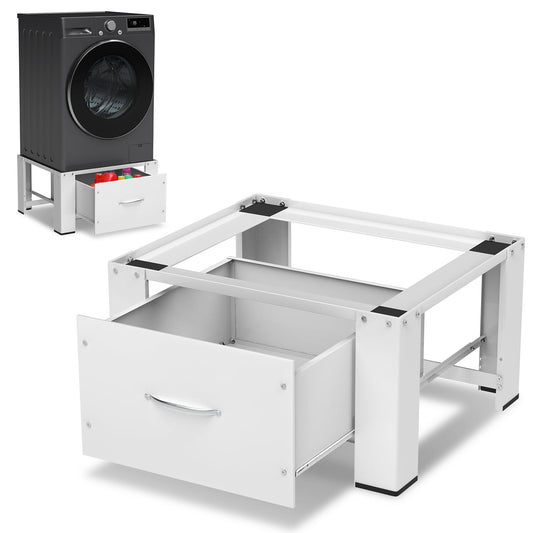 Jopassy Waschmaschinen Untergestell mit Schublade 63x54x32 cm für Waschmaschine und Trockner