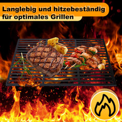 Jopassy Grillrost Gusseisen emailliert, rechteckiger Gussrost für Gasgrill und Holzkohlegrill