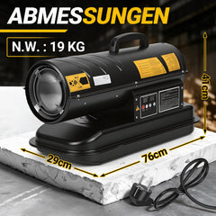 Jopassy Diesel Heizkanone 20 kW Bauheizer mit 22L Tank Thermostat und Digitaldisplay