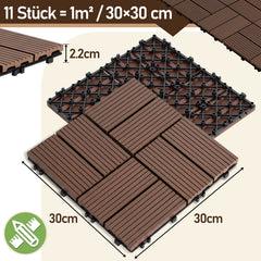 Jopassy PP Terrassenfliesen 30 x 30 cm für Balkon und Pool