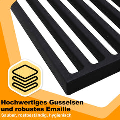 Jopassy Grillrost Gusseisen emailliert, rechteckiger Gussrost für Gasgrill und Holzkohlegrill