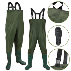 Jopassy Wathose Anglerhose wasserdicht 70D Nylon PVC mit Gummistiefeln
