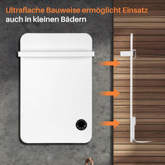 Jopassy Infrarotheizung 400/600W mit Thermostat Tuya App Fernbedienung und Handtuchhalter