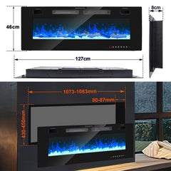 Jopassy Elektrokamin 127 cm 1500W für Wand und Einbau mit App und Fernbedienung