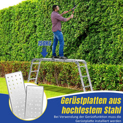 Jopassy Mehrzweckleiter Aluminium Klappleiter 7 in 1 mit Arbeitsplattform