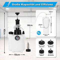 Jopassy Bremsenentlüftungsgerät 3L mit 1L Auffangflasche inkl 4 Adapter