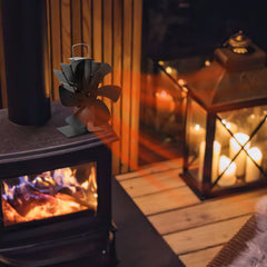 Jopassy Kaminventilator 6 Blatt wärmebetrieben mit Thermometer für Holzofen und Kamin