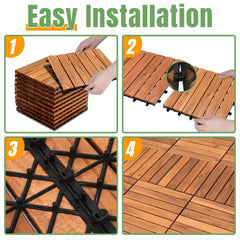 Jopassy Holzfliesen 30x30 cm, Terrassenfliesen für Balkon, 1–5 m²