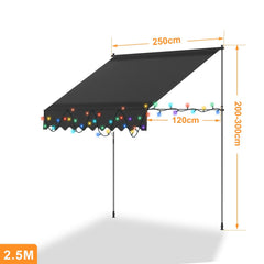 Jopassy Klemmmarkise mit Handkurbel und Solar LED für Balkon und Terrasse