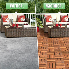 Jopassy Holzfliesen 30x30 cm, Terrassenfliesen für Balkon, 1–5 m²