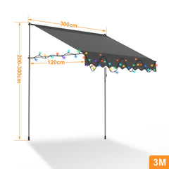Jopassy Klemmmarkise mit Handkurbel und Solar LED für Balkon und Terrasse