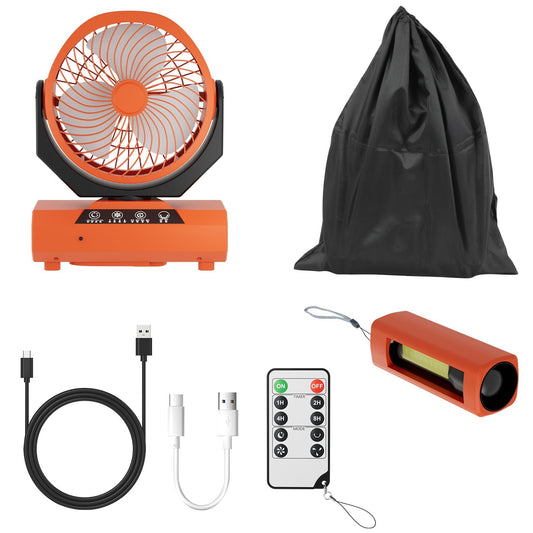 Jopassy Akku Ventilator 20000mAh Camping Ventilator mit LED Laterne und Haken