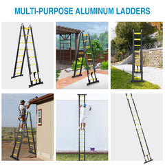 Jopassy Teleskopleiter 3,8 m Aluminium klappbar 1,9 x 1,9 m bis 150 kg
