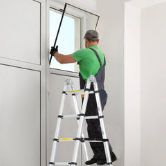 Jopassy Teleskopleiter 3,8 m Aluminium klappbar 1,9 x 1,9 m bis 150 kg