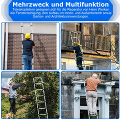 Jopassy Teleskopleiter Aluminium 2,6–5 m bis 150 kg für Haus und Garten