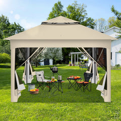 Jopassy Pavillon 3x3 m wasserdicht mit Moskitonetz und Doppeldach für Garten
