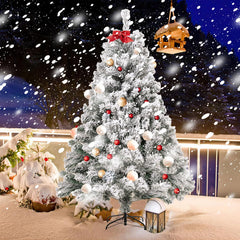Jopassy Künstlicher Weihnachtsbaum 120/150/180 cm Schneebeflockt mit Metallständer