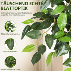 Jopassy Ficus Kunstpflanze 120/150 cm im Topf naturgetreu für Wohnzimmer Büro