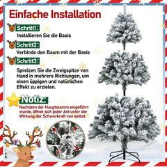 Jopassy Künstlicher Weihnachtsbaum 120/150/180 cm Schneebeflockt mit Metallständer