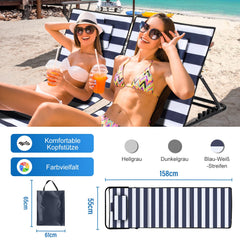 Jopassy Strandliege klappbar 158 cm mit Kissen und Tasche