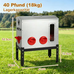 Jopassy Geflügelfutterautomat für 18–22,6 kg Futter mit 6/8 Fressöffnungen und Sichtfenster