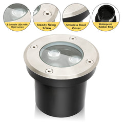 Jopassy LED Bodeneinbaustrahler Außen 3W IP67 Warmweiß für Garten Gehweg