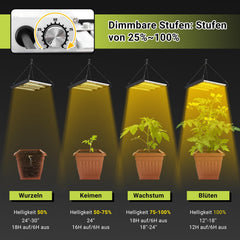 Jopassy LED Pflanzenlampe 150W Vollspektrum dimmbar für Growzelt und Pflanzen
