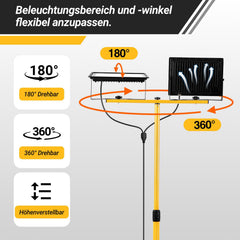Jopassy LED Arbeitsleuchte mit Stativ 2×50/100/200W IP66 6500K für Baustelle und Werkstatt