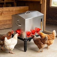 Jopassy Geflügelfutterautomat für 18–22,6 kg Futter mit 6/8 Fressöffnungen und Sichtfenster
