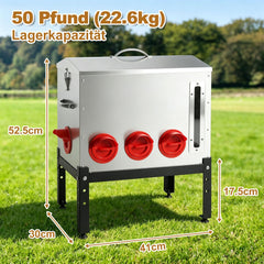 Jopassy Geflügelfutterautomat für 18–22,6 kg Futter mit 6/8 Fressöffnungen und Sichtfenster