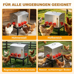 Jopassy Geflügelfutterautomat für 18–22,6 kg Futter mit 6/8 Fressöffnungen und Sichtfenster