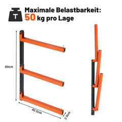 Jopassy Klappbares Wandregal Höhenverstellbar 50kg für Küche Garage Werkstatt