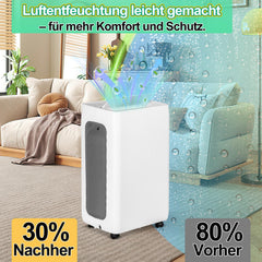 Jopassy Luftentfeuchter 12/20L pro 24h mit Timer LED Display und Wäschetrocknung für Keller und Wohnräume