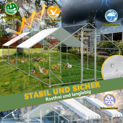 Jopassy Freilaufgehege Hühnerstall verzinkter Stahl mit Sonnendach