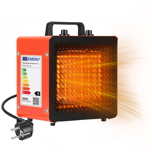 Jopassy Heizlüfter 2000/3000W kompakter Bauheizer mit Thermostat