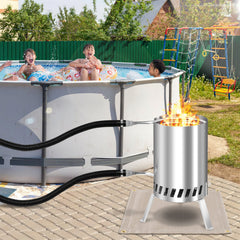 Brennholz Poolheizung Edelstahl