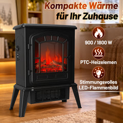 Jopassy Elektrokamin freistehend 1800W mit LED-Flammeneffekt und 2 Heizstufen