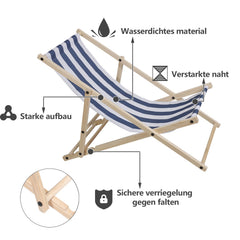 Jopassy Klappbarer Liegestuhl aus Holz bis 120 kg für Garten Strand und Camping