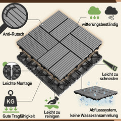 Jopassy PP Terrassenfliesen 30 x 30 cm für Balkon und Pool