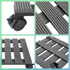Jopassy WPC Pflanzenroller mit Rollen, eckig 30 x 30 cm / rund Ø 30 cm