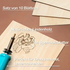 Jopassy Sperrholzplatten Lindenholz A3/A4 10 Stück