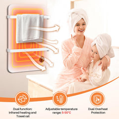 Jopassy Infrarotheizung 400/600W mit Thermostat Tuya App Fernbedienung und Handtuchhalter