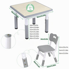 Jopassy Kindertisch 60/80/120 cm 7-fach höhenverstellbar als Mal- und Schreibtisch