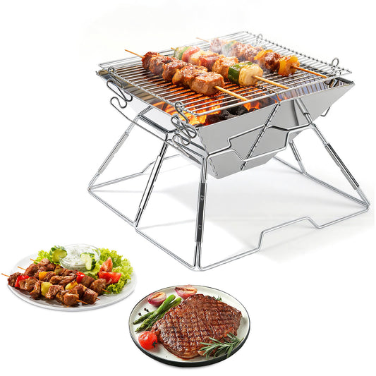 Jopassy Faltbarer Grill aus 304 Edelstahl mit höhenverstellbarem Grillrost und Tragetasche